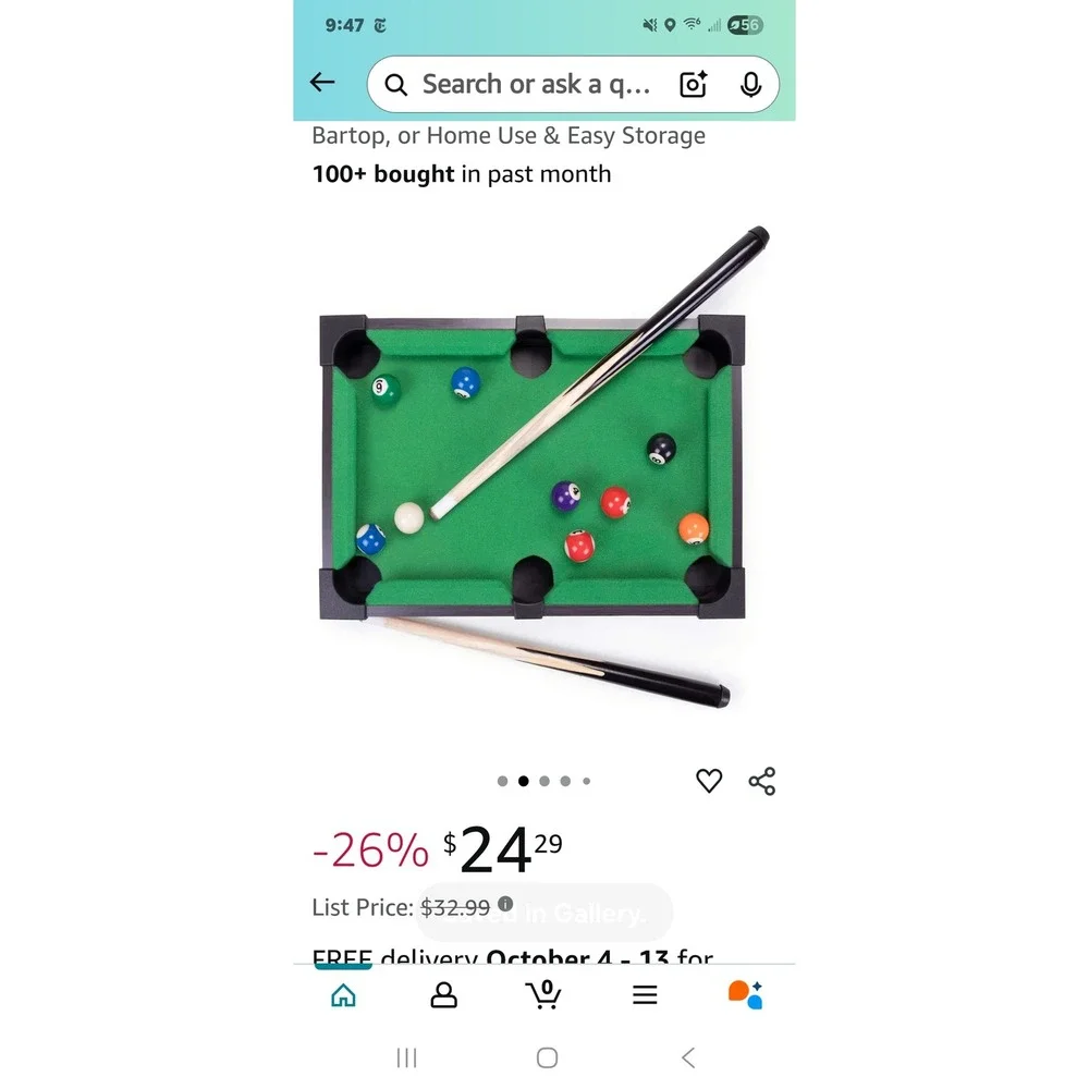 Tabletop Pool Table Game Set Brybelly Mini‎ Billiard for Kids Adults